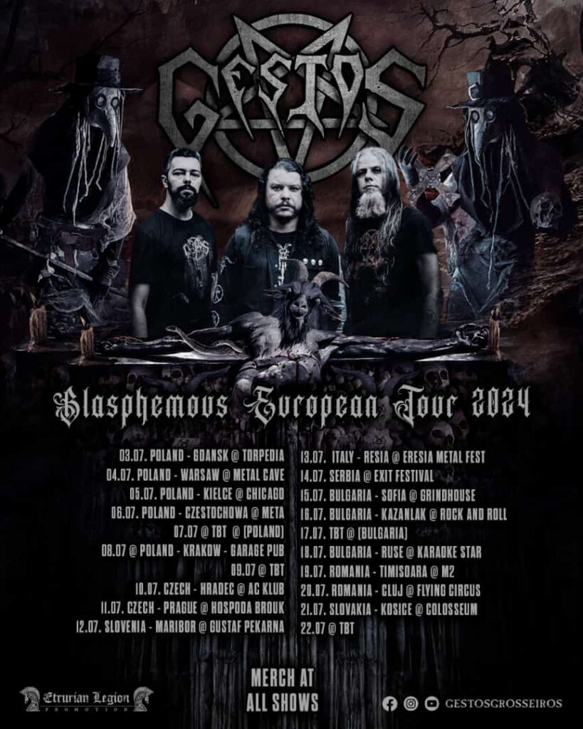 GESTOS inicia turnê europeia 'Blasphemous European Tour 2024' nesta quarta-feira na Polônia
