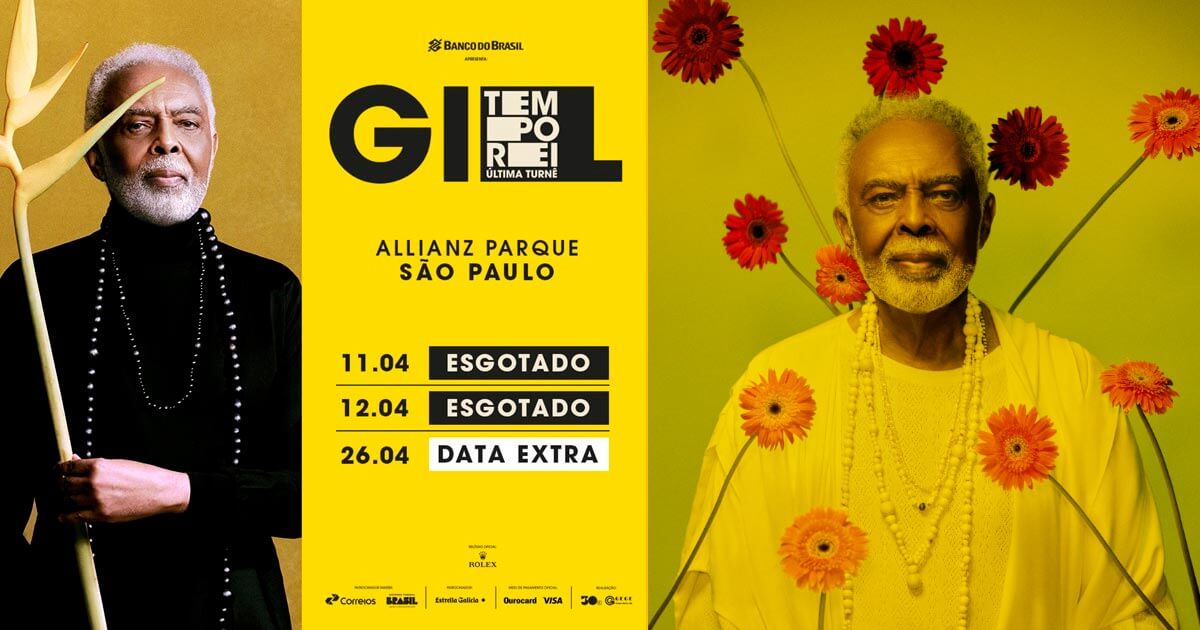 Gilberto Gil anuncia show extra em São Paulo após esgotar ingressos para as duas primeiras apresentações da turnê 'Tempo Rei'