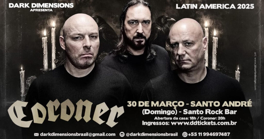 Coroner retorna ao Brasil para show único e histórico em Santo André 6 Coroner retorna ao Brasil para show único e histórico em Santo André