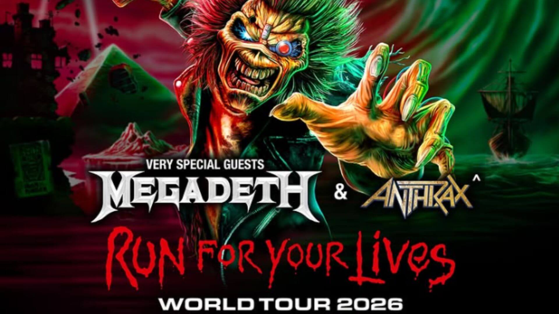 Iron Maiden anuncia turnê 2026 com Megadeth e Anthrax e confirma data no México